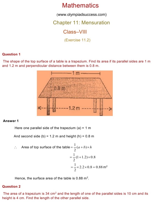 NCERT Solutions for Maths Class 8 Chapter 11 Exercise 11.2