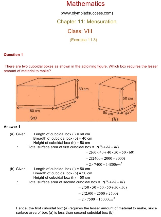 NCERT Solutions for Maths Class 8 Chapter 11