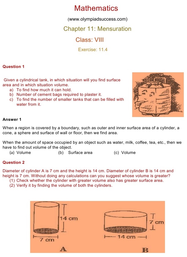 NCERT Solutions for Maths Class 8 Chapter 11 Exercise 11.4