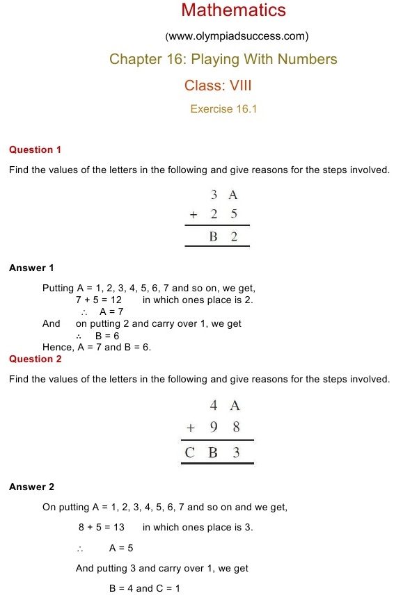NCERT Solutions for Maths Class 8 Chapter 16