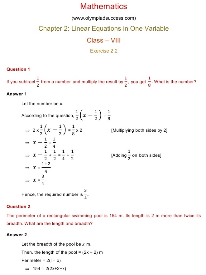 NCERT Solutions for Maths Class 8 Chapter 2 Exercise 2.2