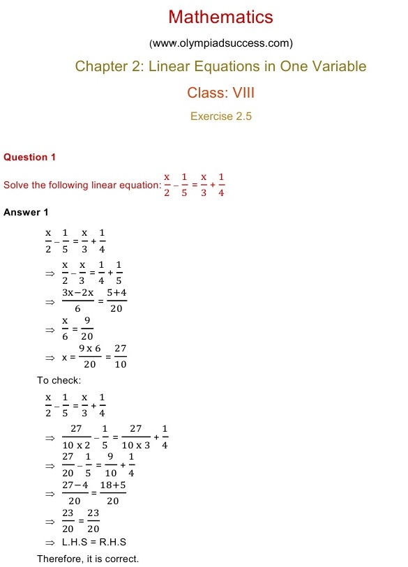 NCERT Solutions for Maths Class 8 Chapter 2