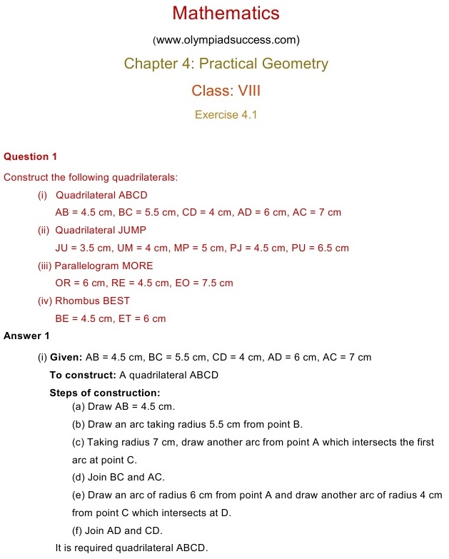 NCERT Solutions for Maths Class 8 Chapter 4 Exercise 4.1