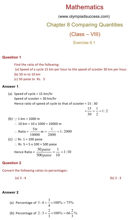 NCERT Solutions for Maths Class 8 Chapter 8