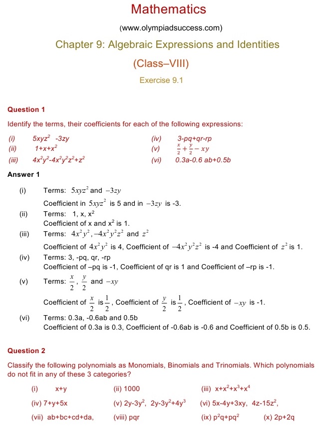 NCERT Solutions for Maths Class 8 Chapter 9