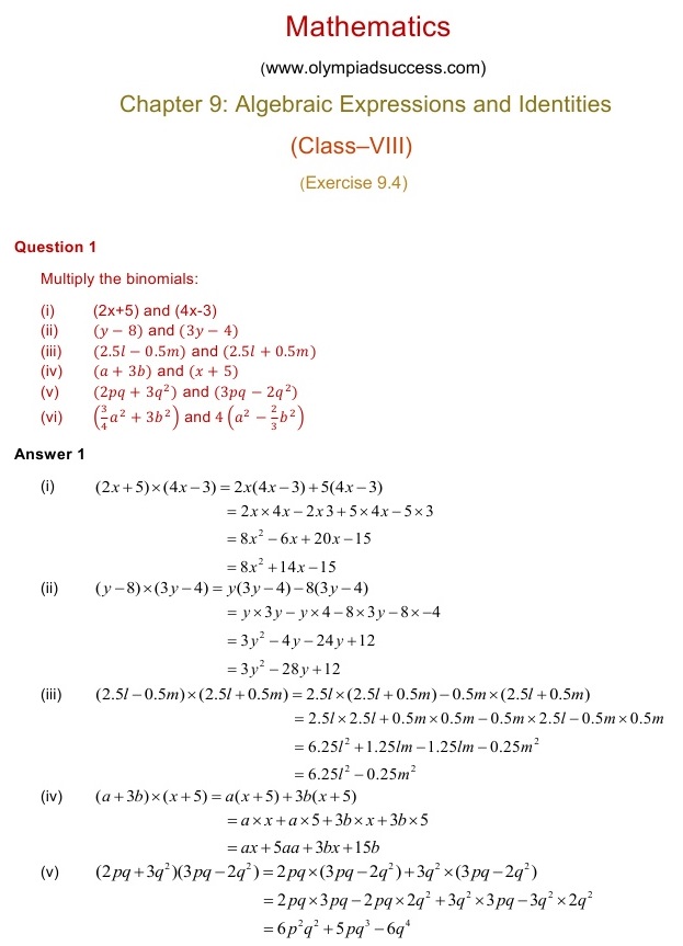 NCERT Solutions for Maths Class 8 Chapter 9