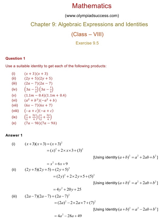 NCERT Solutions for Maths Class 8 Chapter 9