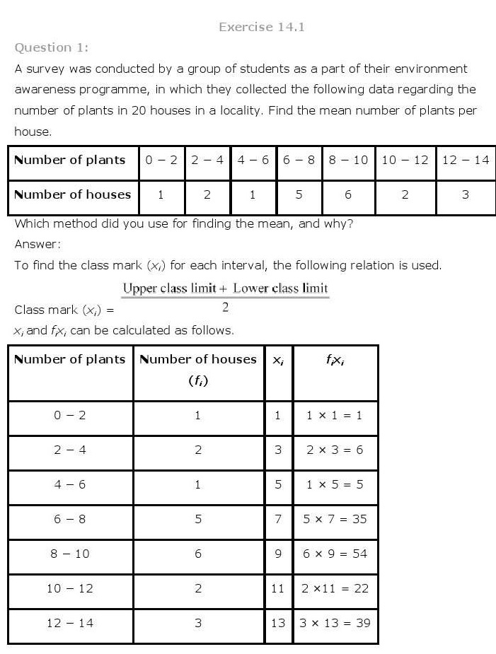 ncert maths class 10 chapter 14 solutions